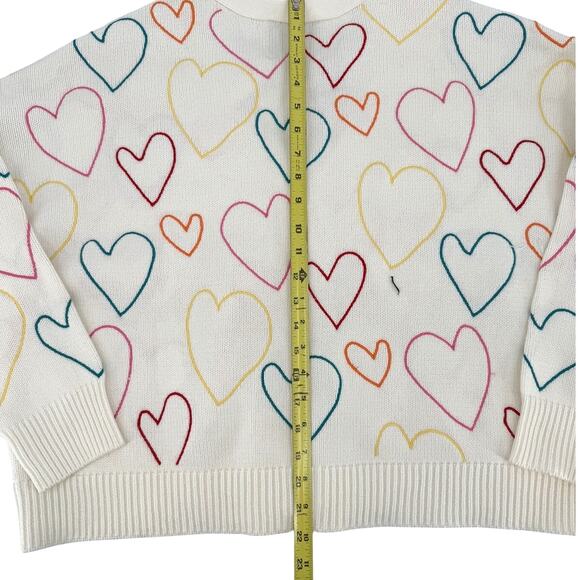 NWT XOKR Kerri Rosenthal Knit Love Heart Cream Multi Color Cardigan Size MEDIUM - Picture 6 of 10